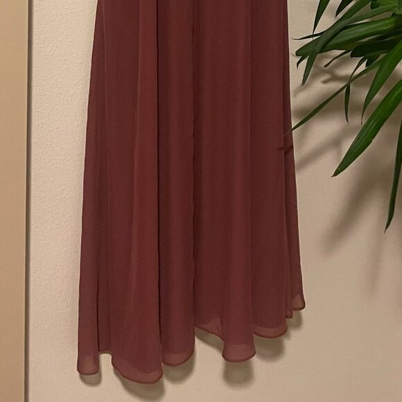 Birdy Grey Kira Bridesmaid Dress -  Chiffon in Dark Mauve, Size XS, with Slit - Picture 8 of 11